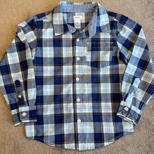 Carter’s Boys Size 6 Blue Plaid Long Sleeve Button Down Shirt